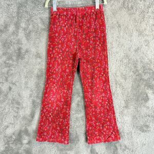 Mulberribush Red Floral Ribbed Knit Pants Leggings Flare Bootcut Girls size 6